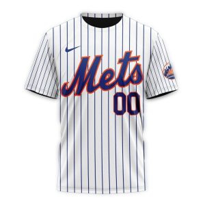 Custom New York Mets Striped All-Over Print T-Shirt For Fans