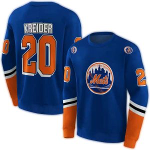 Custom New York Mets Striped All-Over Print Sweatshirt For Fans