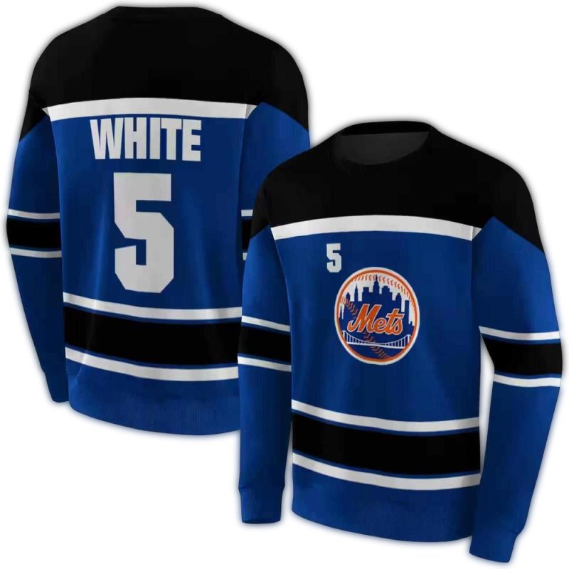 Personalized New York Mets Striped Pattern All over Print Sweatshirt 1
