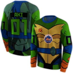 Custom New York Mets Superhero Armor All-Over Print Sweatshirt