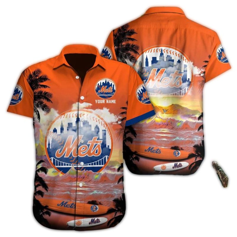 Personalized New York Mets Surf Beach Tropical Hawaiian Shirt 1