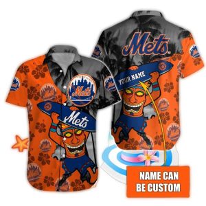 Personalized New York Mets Tiki Flower Hawaiian Shirt For Fans