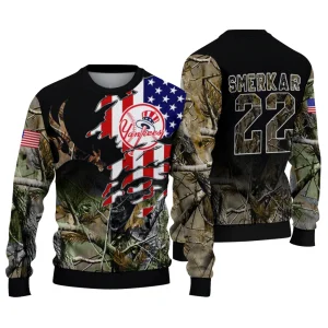 Personalized New York Yankees American Flag Ugly Sweater For Fans
