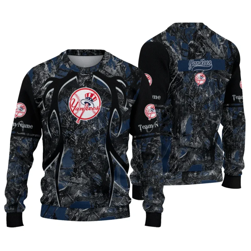 Personalized New York Yankees Antlers Pattern Ugly Sweater 1