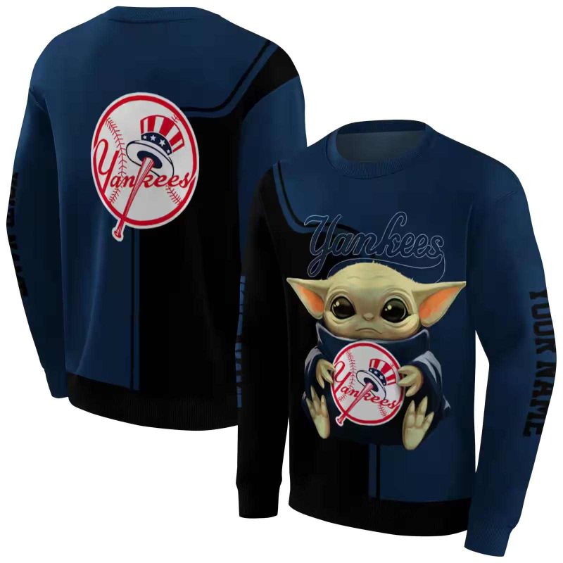 Personalized New York Yankees Baby Yoda AOP Sweatshirt 1