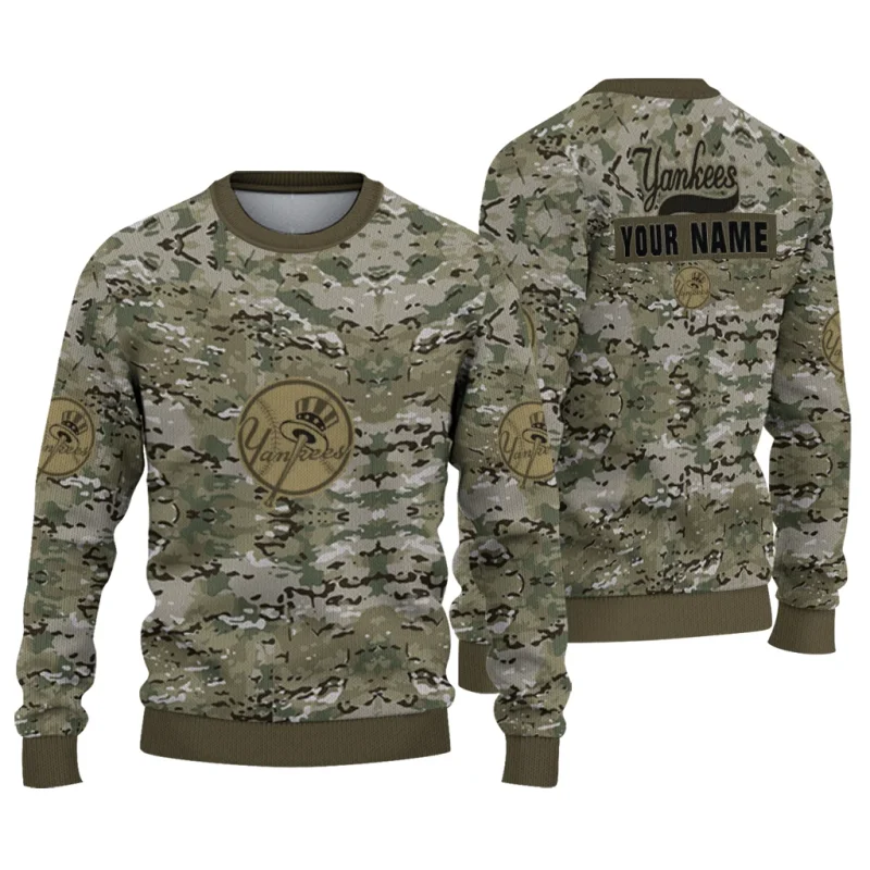 Personalized New York Yankees Camouflage Blend Ugly Sweater 1