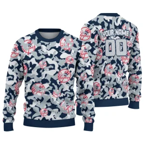 Personalized New York Yankees Camouflage Ugly Sweater For Fans