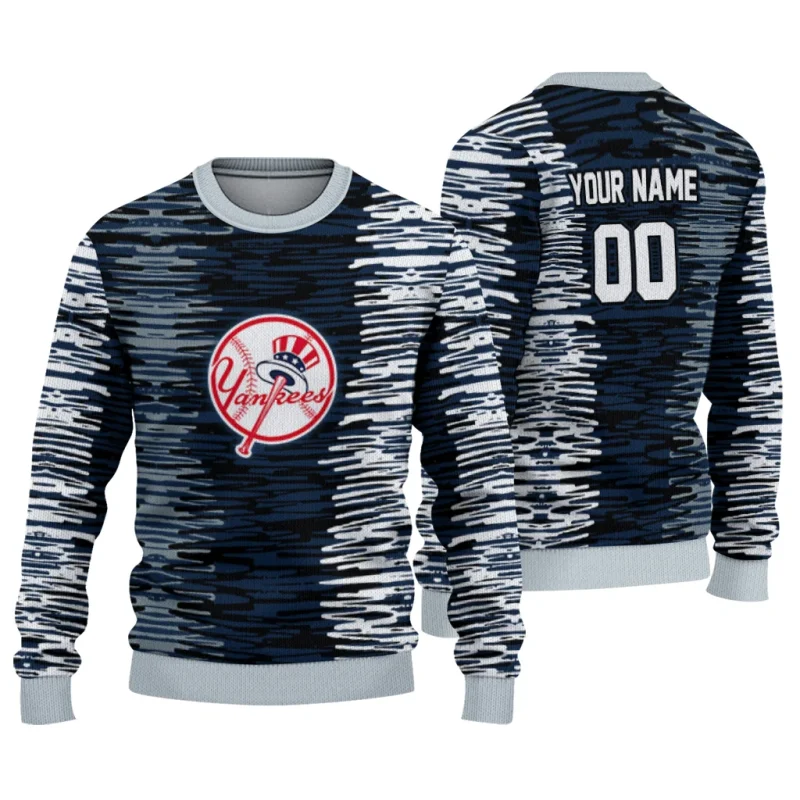 Personalized New York Yankees Camouflage Stripe Ugly Sweater 1