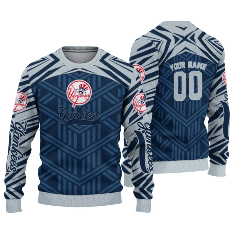 Personalized New York Yankees Chevron Pattern Ugly Sweater 1