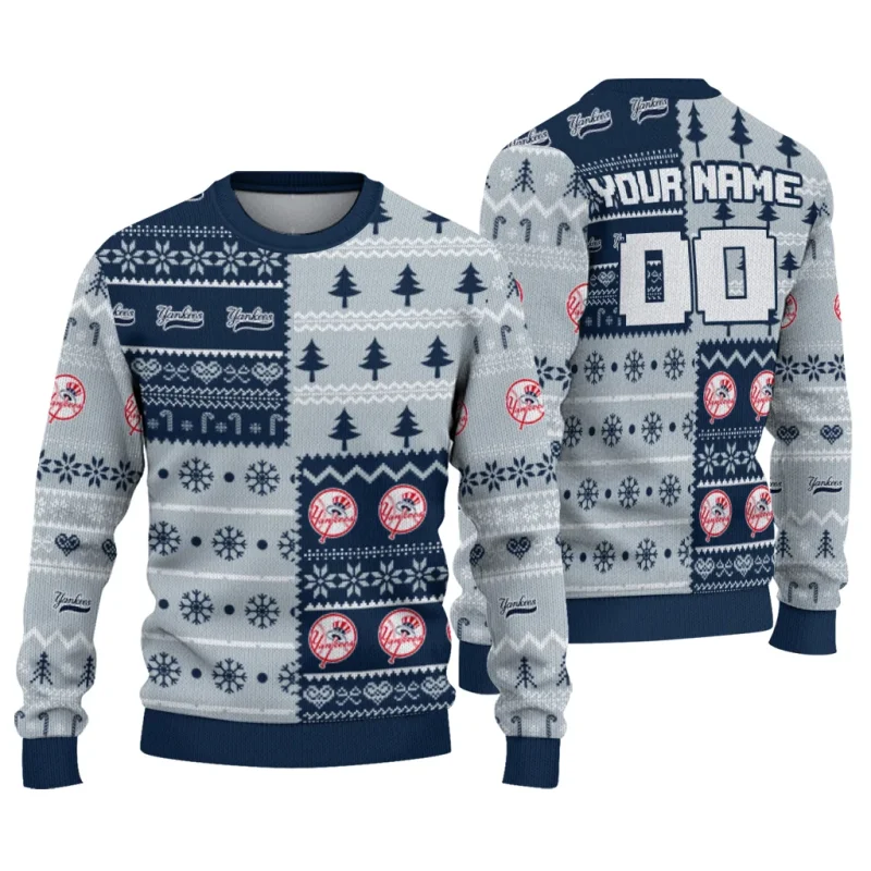 Personalized New York Yankees ChristmasTree Bands Ugly Sweater 1
