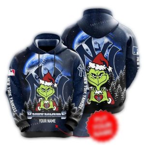 Personalized Grinch Christmas Hoodie | New York Yankees All Over Print Design