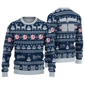 Personalized New York Yankees Deer Pattern Christmas Sweatshirt