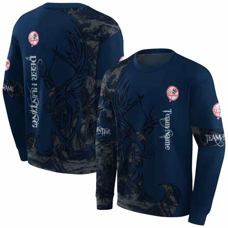 Personalized New York Yankees Deer Silhouette AOP Sweatshirt 1