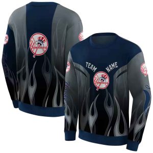 Personalized New York Yankees Flame Design Sweatshirt For Fans