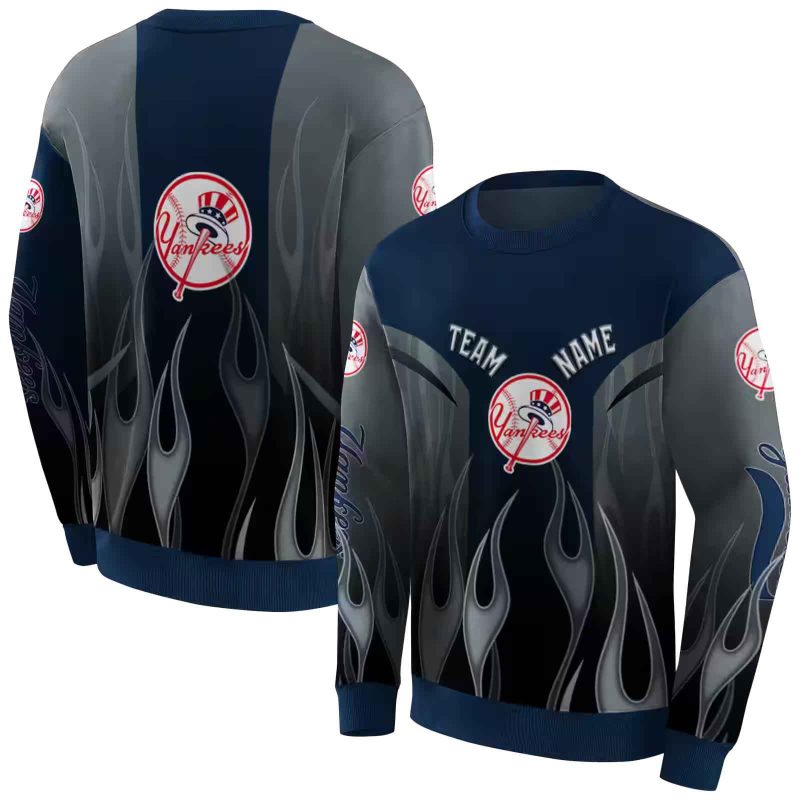 Personalized New York Yankees Flame AOP Sweatshirt 1