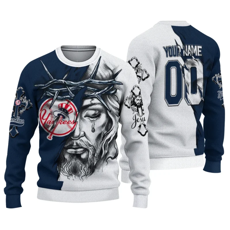 Personalized New York Yankees Jesus Tears Ugly Sweater 1