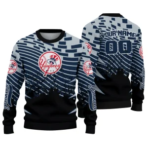 Personalized New York Yankees Pixel Flow Holiday Sweatshirt