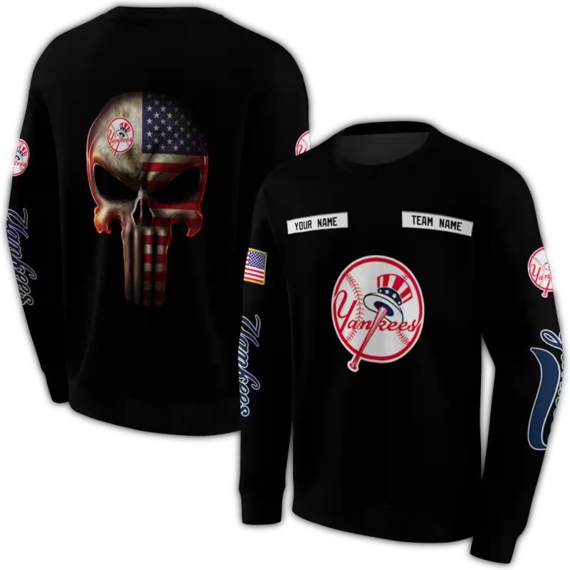Personalized New York Yankees Punisher Skull AOP Sweatshirt 1