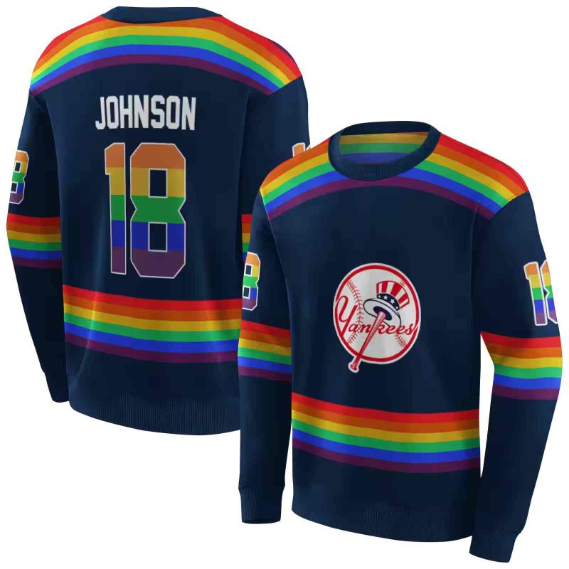 Personalized New York Yankees Rainbow Stripes AOP Sweatshirt 1