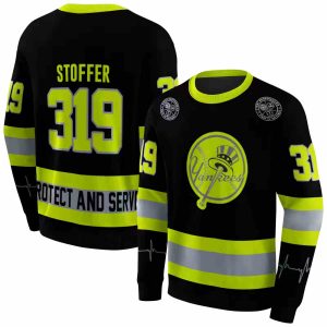 Personalized New York Yankees Black & Neon Green All-Over Print Sweatshirt