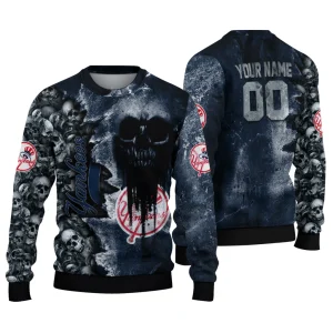 Personalized New York Yankees Skull Collage Sweatshirt For Fans