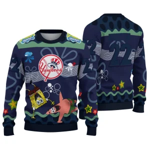 Personalized New York Yankees Cartoon Ugly Christmas Sweater