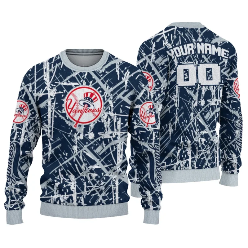 Personalized New York Yankees Streak Overlay Ugly Sweater 1