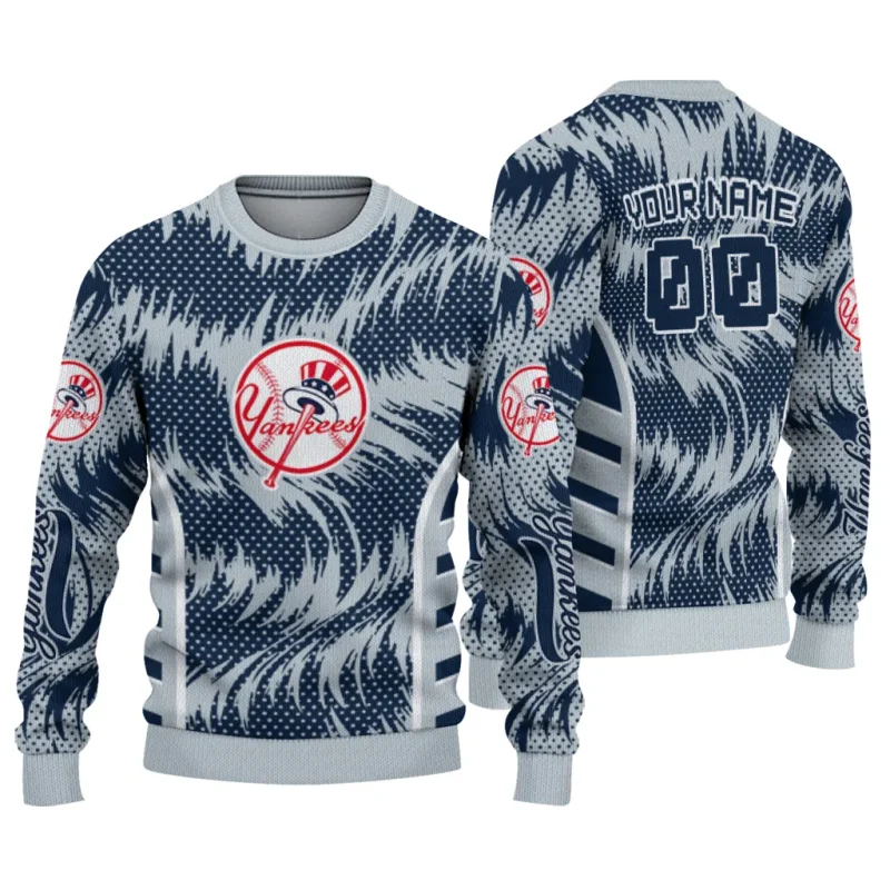 Personalized New York Yankees Swirl Flow Ugly Sweater 1