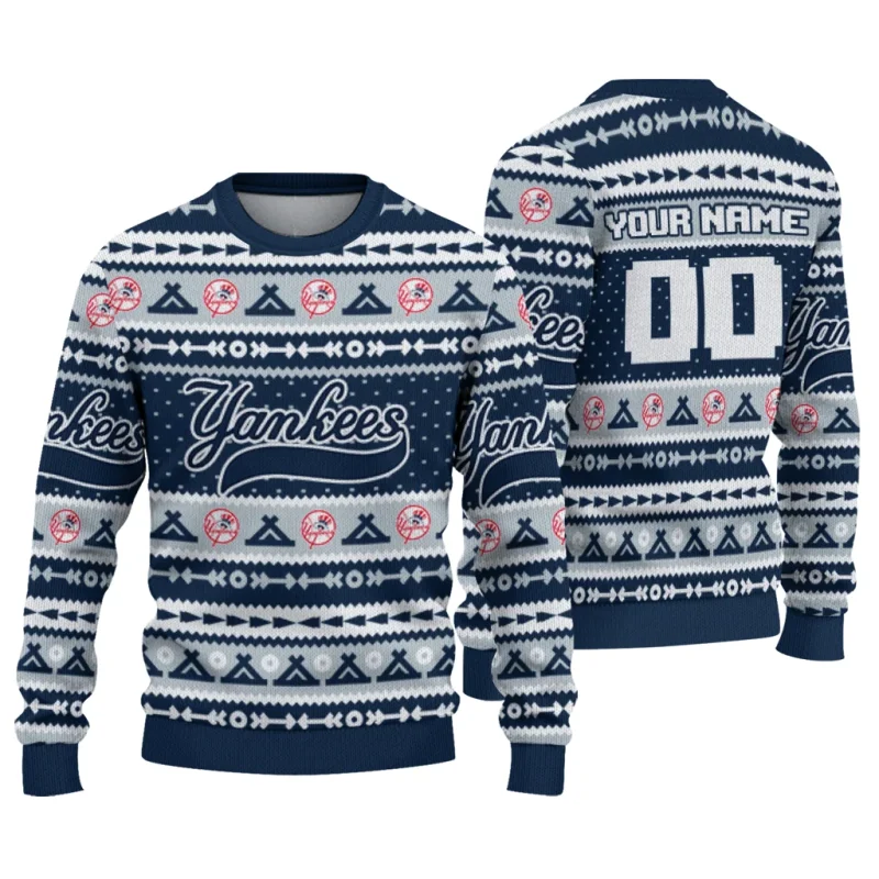Personalized New York Yankees Tent Stripes Ugly Sweater 1