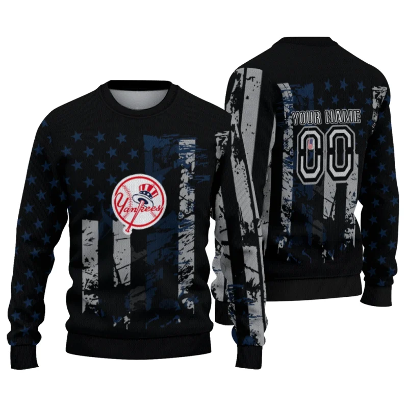 Personalized New York Yankees Vintage USA Flag Ugly Sweater 1