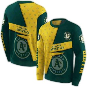 Personalized Oakland Athletics Abstract Shape All Over Print Sweatshirt