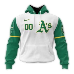 Custom Oakland Athletics Green & White All-Over Print Hoodie