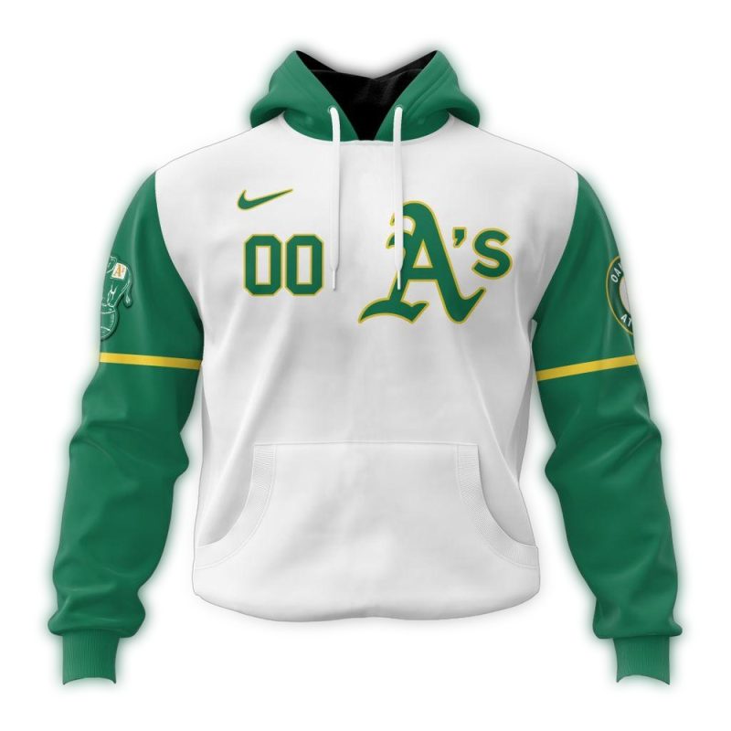 Personalized Oakland Athletics Alternate White and Green AOP Hoodie 1