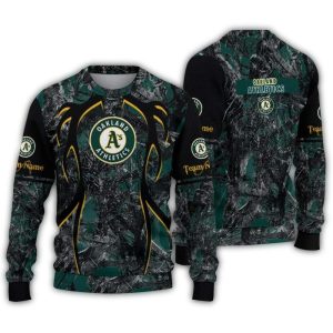 Custom Oakland Athletics Antlers Pattern Holiday Sweatshirt