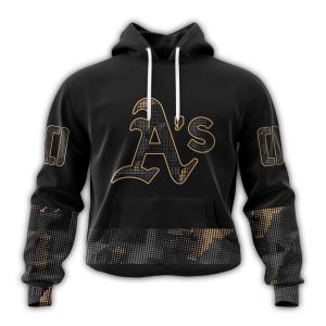 Custom Oakland Athletics Armed Forces Day Black All-Over Print Hoodie