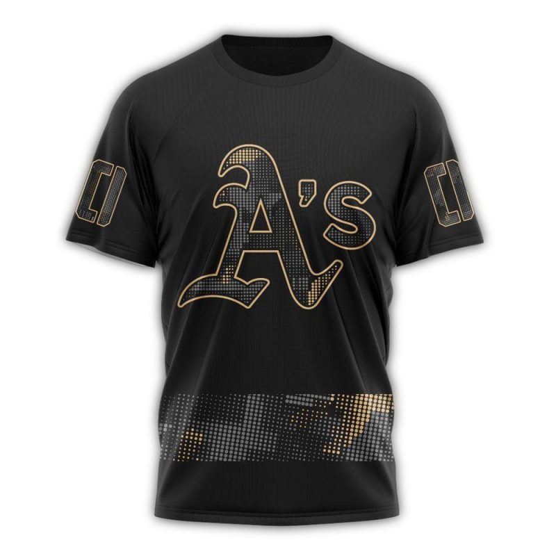Personalized Oakland Athletics Armed Forces Day Black AOP T Shirt 1