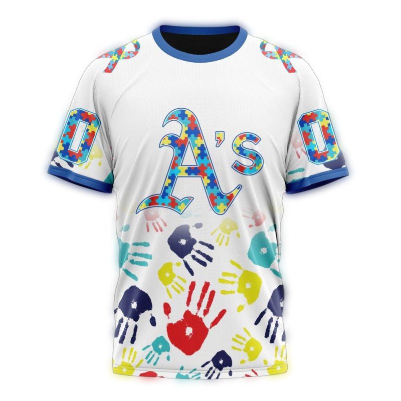Personalized Oakland Athletics Autism Awareness AOP T Shirt 1