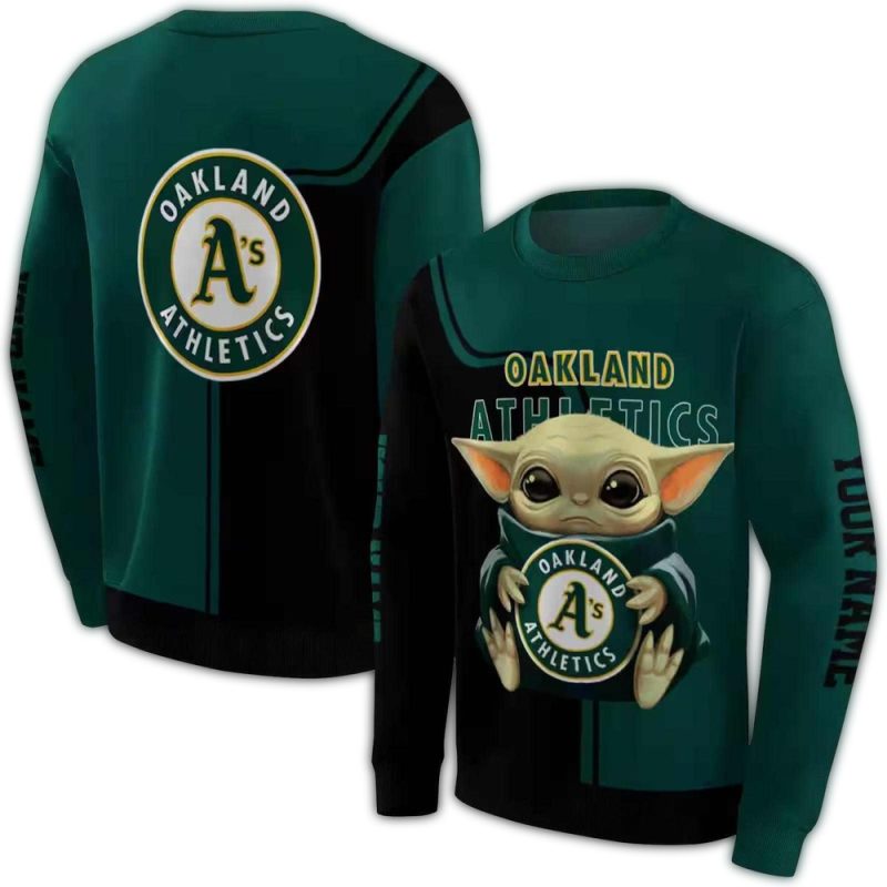 Personalized Oakland Athletics Baby Yoda AOP Hoodie 1