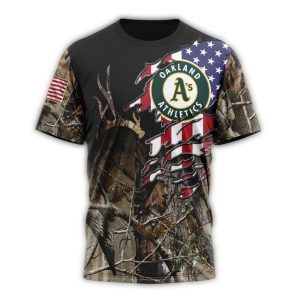 Personalized Oakland Athletics Camo Realtree Hunting All Over Print T Shirt