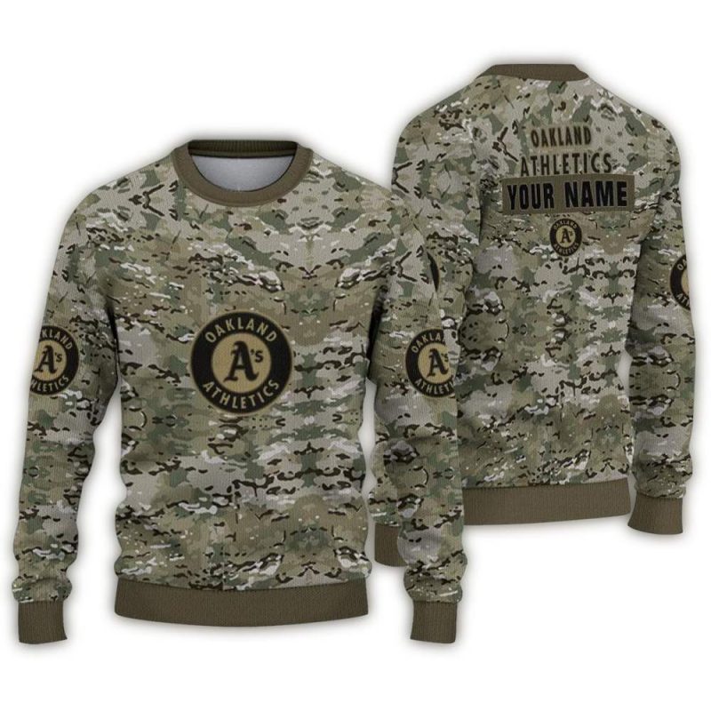 Personalized Oakland Athletics Camouflage Ugly Sweater 1