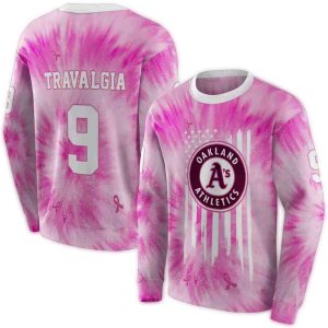 Personalized Oakland Athletics Cancer Support Pink All Over Print Sweatshirt
