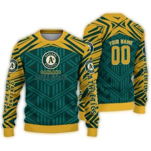 Custom Oakland Athletics Chevron Pattern Ugly Holiday Sweater