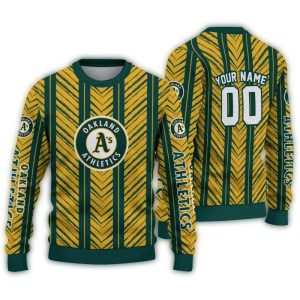 Custom Oakland Athletics Chevron Rows Sweatshirt - Ugly Sweater Design