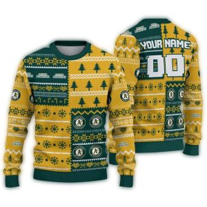 Personalized Oakland Athletics Ugly Christmas Sweater For Fans