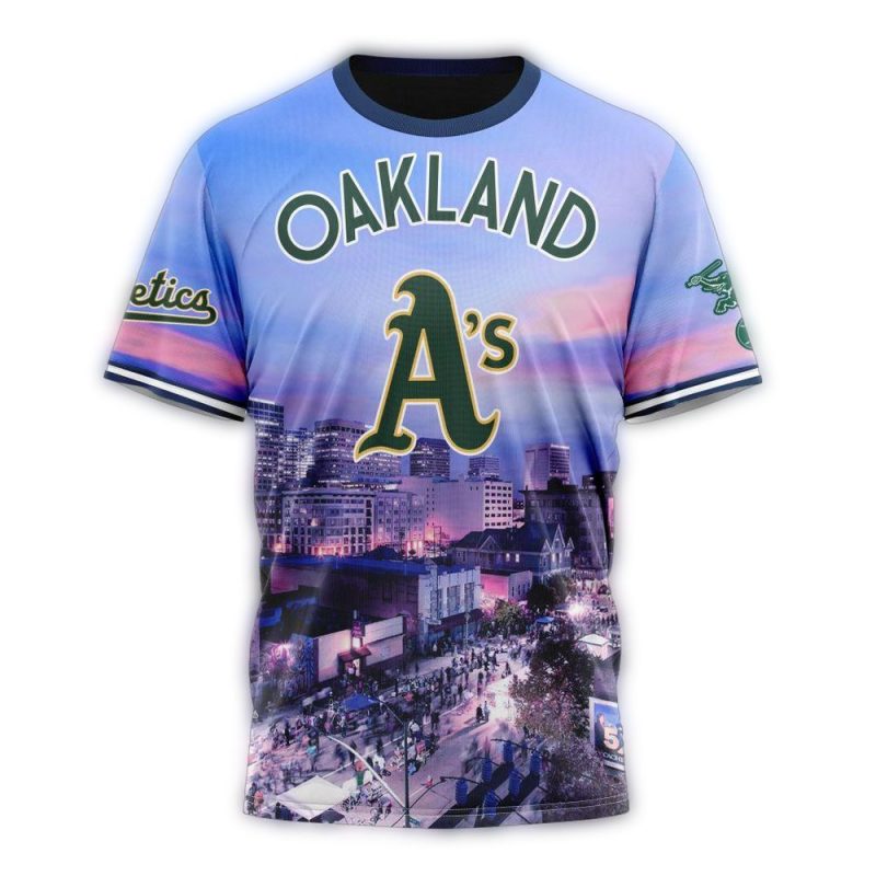 Personalized Oakland Athletics Cityscape AOP T Shirt 1