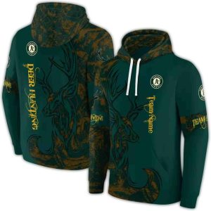 Custom Oakland Athletics Deer Silhouette All-Over Print Hoodie For Fans