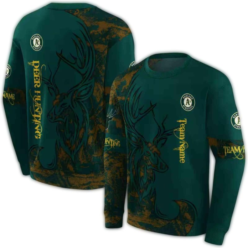 Personalized Oakland Athletics Deer Silhouette AOP Sweatshirt 1