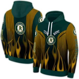 Custom Oakland Athletics Flame All-Over Print Hoodie For Fans