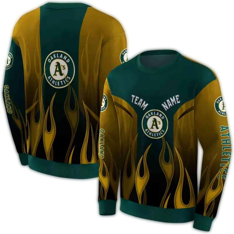 Personalized Oakland Athletics Flame AOP Sweatshirt 1