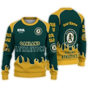 Personalized Oakland Athletics Flame Border Sweatshirt For Fans